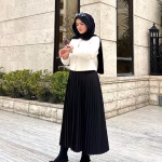 دامن پلیسه کتان لمه