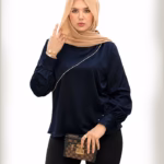 شومیز مروارید سورمه ای