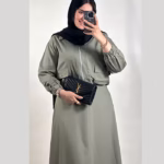 دامن لینن دکمه دار سبز